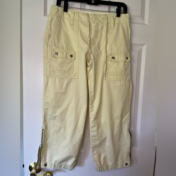 GAP Women Light Yellow Ankle Crop Utility Pants- Women size 6 - Picture 1 of 8